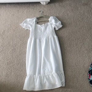 Amazon White Puff Sleeve Midi Dress